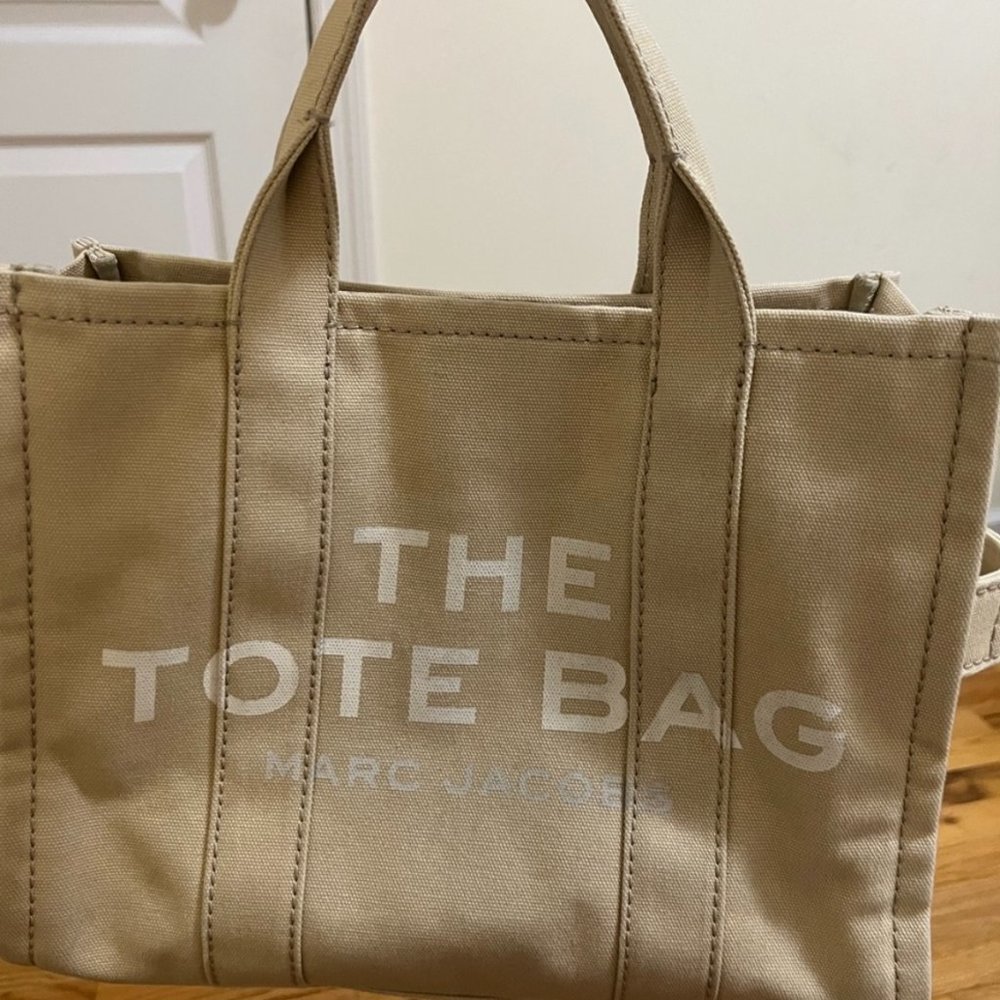Marc Jacobs Beige Canvas 'The Tote Bag' with White Logo